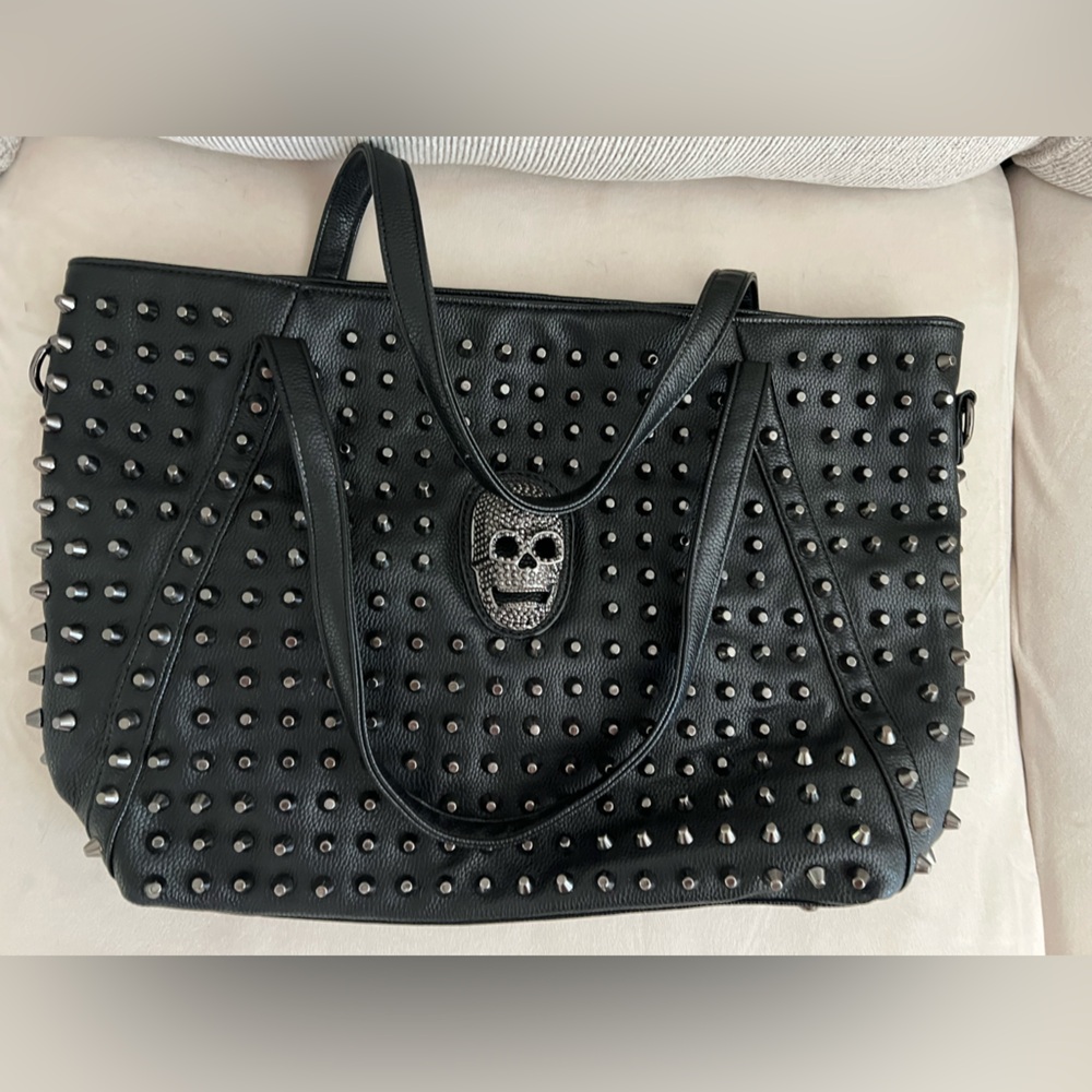 Black Studded Tote Bag